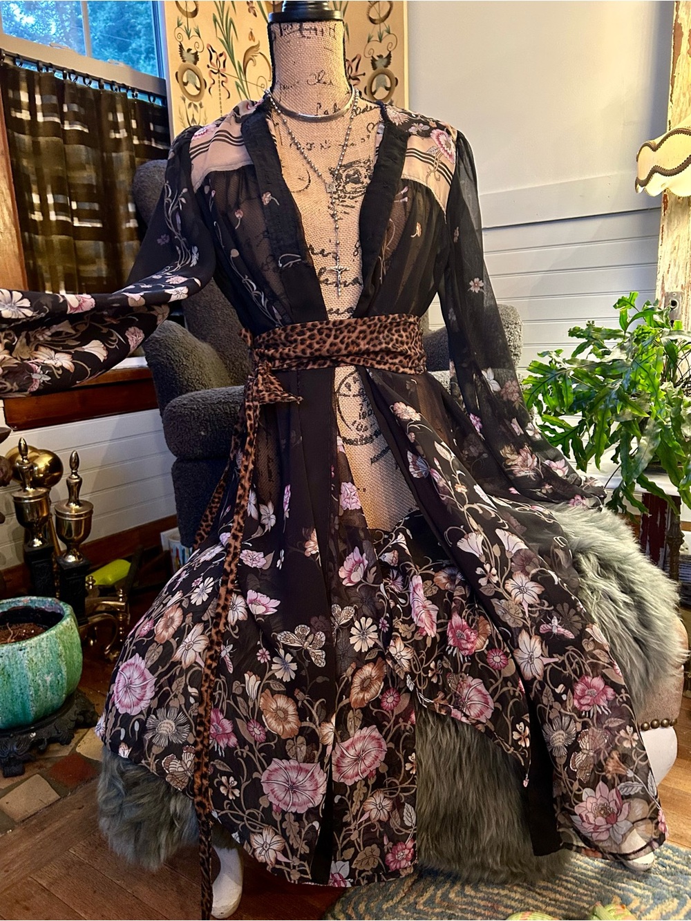 Handmade Whimsigoth Sheer Floral Maxi Dress Duster - Picture 12 of 16